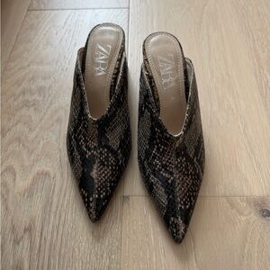 Zara Snake Print Mules